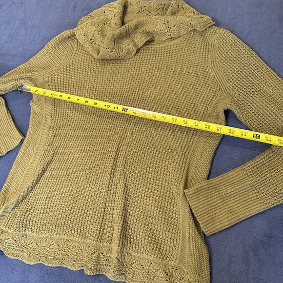 Chico's Womens Sweater Size 2 or Large Yellow Knit Turtle Neck Sweater - Picture 7 of 8